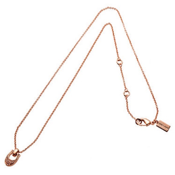 Coach Pave Signature C Rose Gold Necklace - Picture 3 of 5